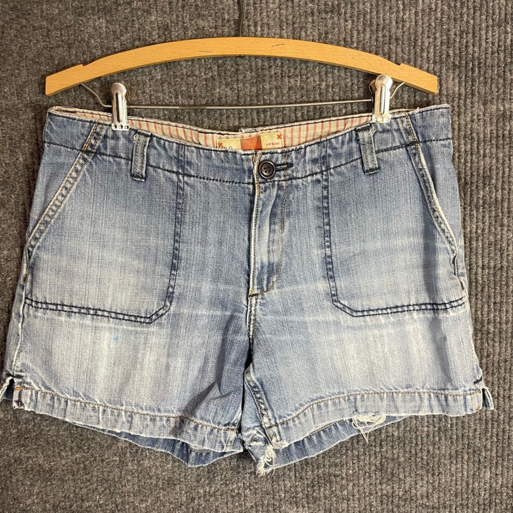 Spring 2007 Old Navy Jorts Womens 8 Light Blue Shorts Low Waist Distressed Y2K